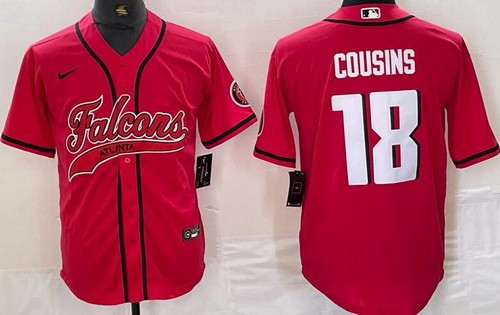 Men's Atlanta Falcons #18 Kirk Cousins Limited Red Baseball Jersey