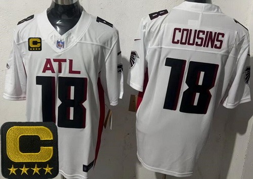 Men's Atlanta Falcons #18 Kirk Cousins Limited White C Patch FUSE Vapor Jersey