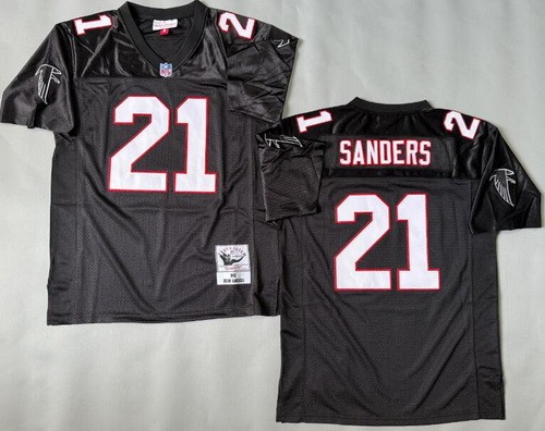 Men's Atlanta Falcons #21 Deion Sanders Black 1992 Throwback Jersey