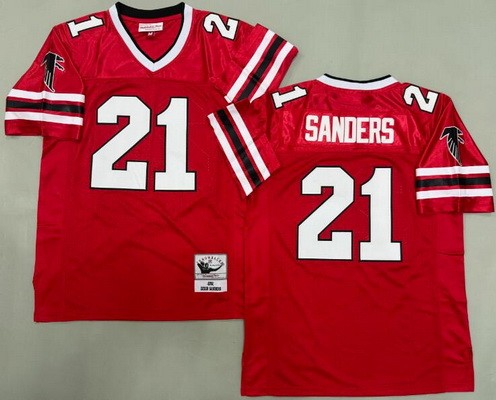 Men's Atlanta Falcons #21 Deion Sanders Red Alternate 1992 Throwback Jersey