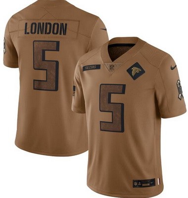 Men's Atlanta Falcons #5 Drake London Limited Brown 2023 Salute To Service Jersey