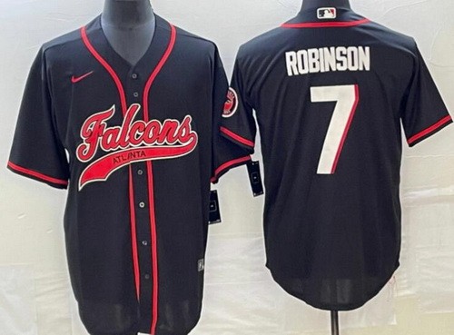 Men's Atlanta Falcons #7 Bijan Robinson Limited Black Baseball Jersey