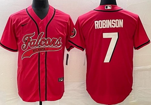 Men's Atlanta Falcons #7 Bijan Robinson Limited Red Baseball Jersey