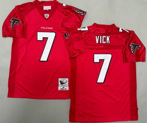 Men's Atlanta Falcons #7 Michael Vick Red 2003 Throwback Jersey