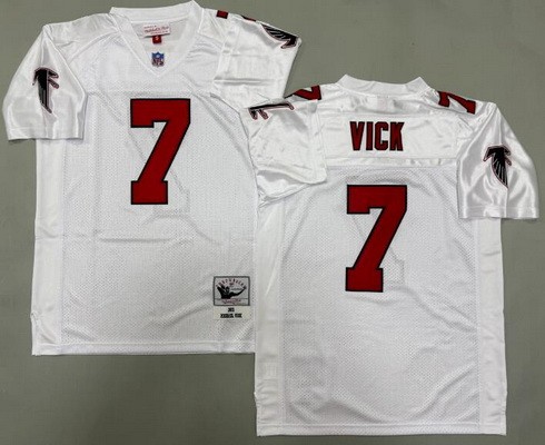Men's Atlanta Falcons #7 Michael Vick White 2001 Throwback Jersey
