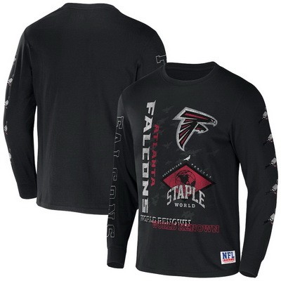 Men's Atlanta Falcons Black NFL x Staple World Renowned Long Sleeve T Shirt