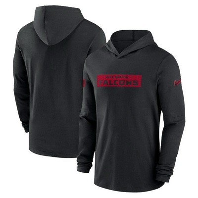 Men's Atlanta Falcons Black Sideline Hoodie Performance Long Sleeve T Shirt
