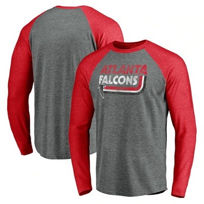 Men's Atlanta Falcons Gray Tri Blend Raglan Athletic Long Sleeve T Shirt