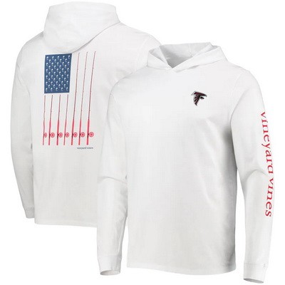 Men's Atlanta Falcons White Vineyard Vines Hoodie Long Sleeve T Shirt