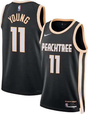 Men's Atlanta Hawks #11 Trae Young Black 2025 City Heat Press Jersey