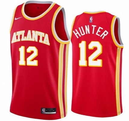 Men's Atlanta Hawks #12 De'Andre Hunter Red Icon Hot Press Jersey