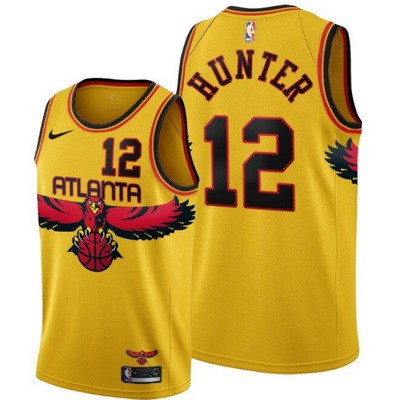 Men's Atlanta Hawks #12 De'andre Hunter Yellow 2022 City Icon Hot Press Jersey