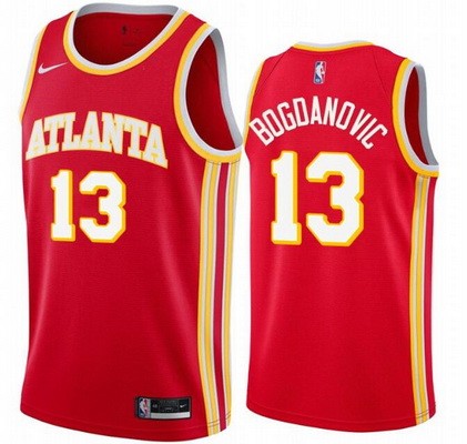Men's Atlanta Hawks #13 Bogdan Bogdanovic Red Icon Hot Press Jersey