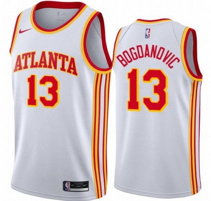 Men's Atlanta Hawks #13 Bogdan Bogdanovic White Association Icon Hot Press Jersey
