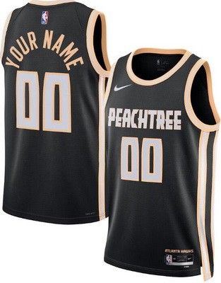 Men's Atlanta Hawks Custom Black 2025 City Heat Press Jersey