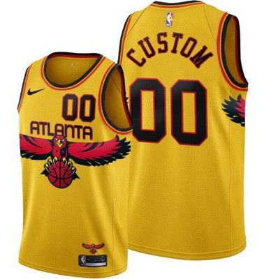 Men's Atlanta Hawks Custom Yellow 2022 City Icon Hot Press Jersey