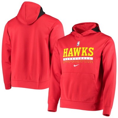 Men's Atlanta Hawks Red Spotlight On Court Practice Performance Pullover Hoodie