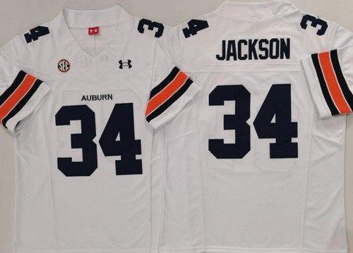 Men's Auburn Tigers #34 Bo Jackson White College Football Jersey