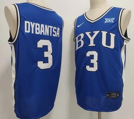 Men's BYU Cougars #3 AJ Dybantsa Blue College Basketball Jersey