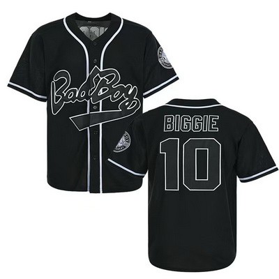 Men's Bad Boy #10 Biggie Smalls Black Baseball Jersey