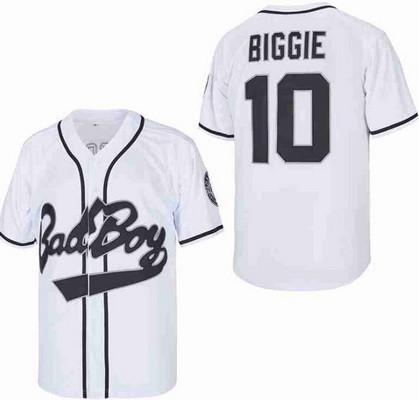 Men's Bad Boy #10 Biggie Smalls White Baseball Jersey
