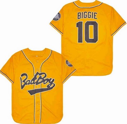 Men's Bad Boy #10 Biggie Smalls Yellow Baseball Jersey