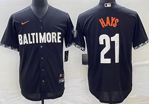 Men's Baltimore Orioles #21 Austin Hays Black 2023 City Connect Cool Base Jersey