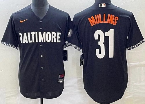 Men's Baltimore Orioles #31 Cedric Mullins Black 2023 City Connect Cool Base Jersey