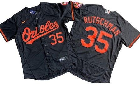 Men's Baltimore Orioles #35 Adley Rutschman Black Authentic Jersey