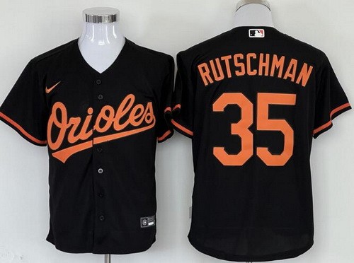 Men's Baltimore Orioles #35 Adley Rutschman Black Cool Base Jersey
