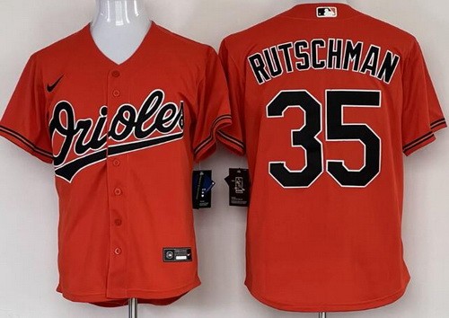 Men's Baltimore Orioles #35 Adley Rutschman Orange Cool Base Jersey
