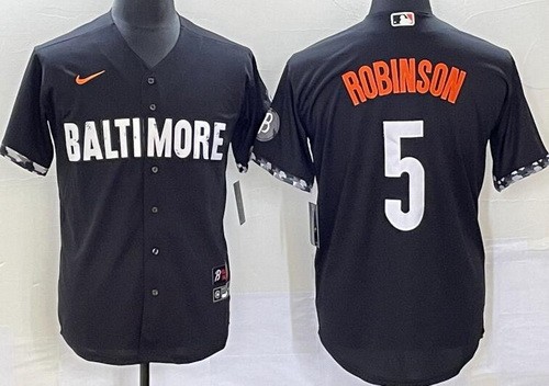 Men's Baltimore Orioles #5 Brooks Robinson Black 2023 City Connect Cool Base Jersey