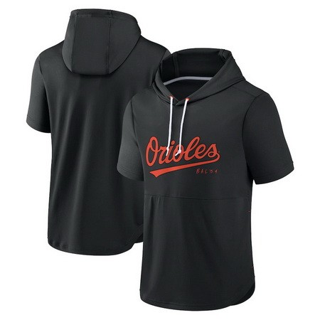 Men's Baltimore Orioles Black Short Sleeve Team Pullover Hoodie 306600