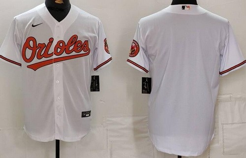 Men's Baltimore Orioles Blank White Team Logo Cool Base Jersey