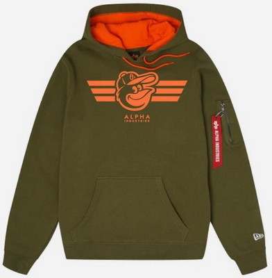Men's Baltimore Orioles Green Alpha Industries Pullover Hoodie