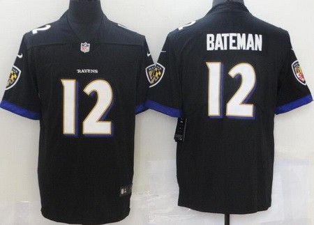Men's Baltimore Ravens #12 Rashod Bateman Limited Black Vapor Untouchable Jersey