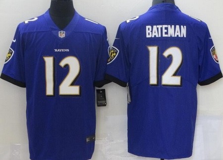 Men's Baltimore Ravens #12 Rashod Bateman Limited Purple Vapor Untouchable Jersey