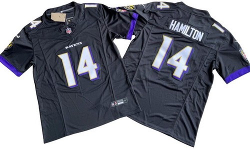 Men's Baltimore Ravens #14 Kyle Hamilton Limited Black FUSE Vapor Jersey