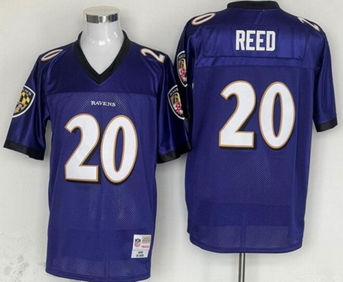 Men's Baltimore Ravens #20 Ed Reed Purple Throwback Jersey