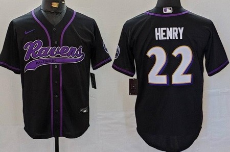 Men's Baltimore Ravens #22 Derrick Henry Limited Black Fashion Baseball Jersey
