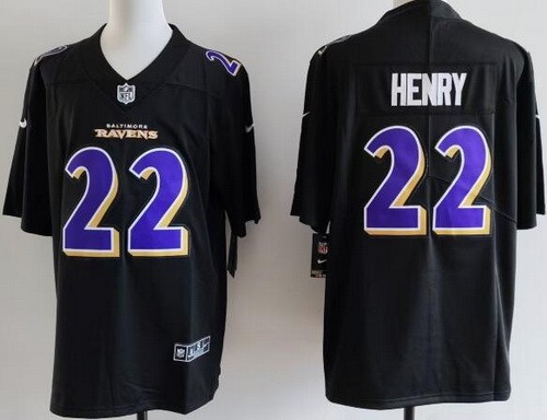 Men's Baltimore Ravens #22 Derrick Henry Limited Black Fashion Vapor Jersey