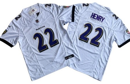 Men's Baltimore Ravens #22 Derrick Henry Limited White FUSE Vapor Jersey