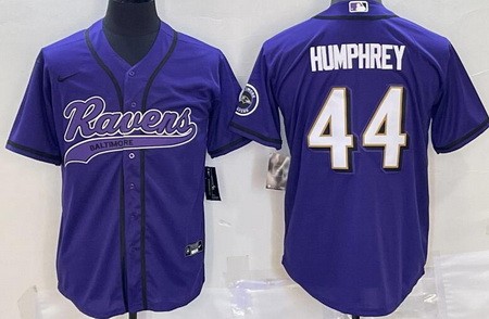 Men's Baltimore Ravens #44 Marlon Humphrey Limited Purple Baseball Jersey