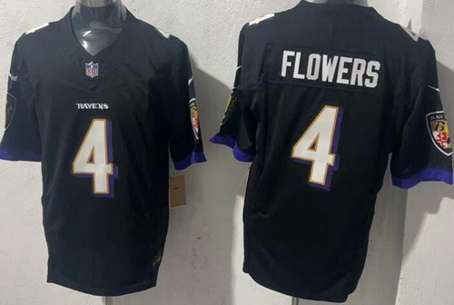 Men's Baltimore Ravens #4 Zay Flowers Limited Black FUSE Vapor Jersey