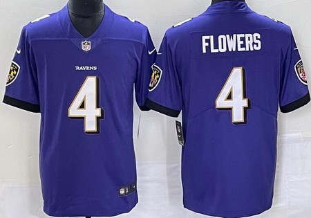 Men's Baltimore Ravens #4 Zay Flowers Limited Purple Vapor Jersey