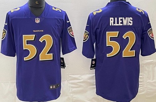 Men's Baltimore Ravens #52 Ray Lewis Limited Purple Rush Color Jersey