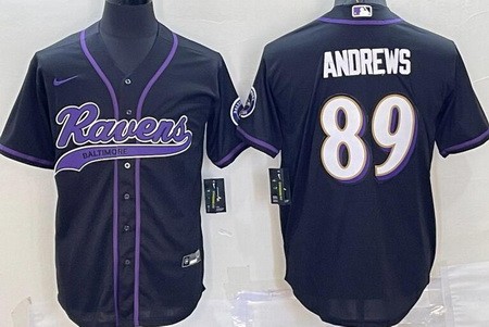 Men's Baltimore Ravens #89 Mark Andrews Limited Black Baseball Jersey