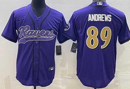 Men's Baltimore Ravens #89 Mark Andrews Limited Purple Alternate Baseball Jersey