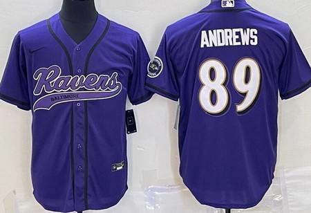 Men's Baltimore Ravens #89 Mark Andrews Limited Purple Baseball Jersey