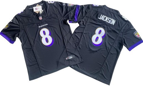 Men's Baltimore Ravens #8 Lamar Jackson Limited Black FUSE Vapor Jersey